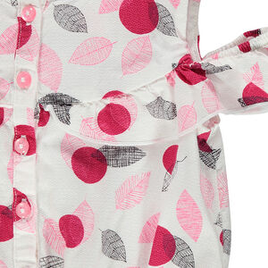 Combishort à épaules ajourées avec imprimé feuilles all-over 