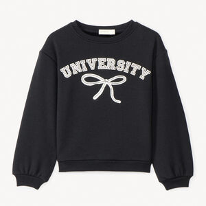 Sweat molleton oversize contrecollé velours University fille 