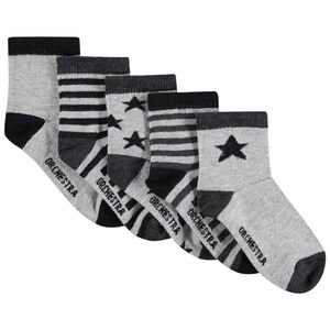 Lot de 5 paires de chaussettes assorties étoiles/rayures en jacquard 
