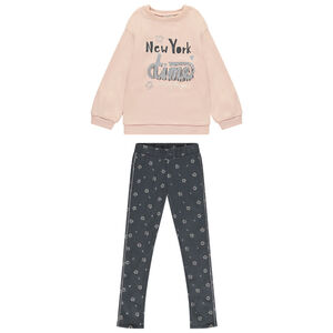Ensemble jogging molleton motifs fleurs fille 