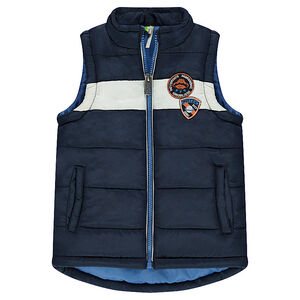 Doudoune sans manches matelassée avec badges patchés 