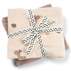 Lot de 2 langes mousseline 65x65cm Lalee Rose 