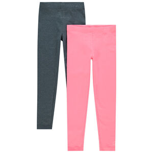 Lot e 2 leggings uni à logo printé 