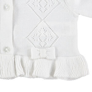 Gilet de cérémonie en tricot avec maille ajourée et noeuds 