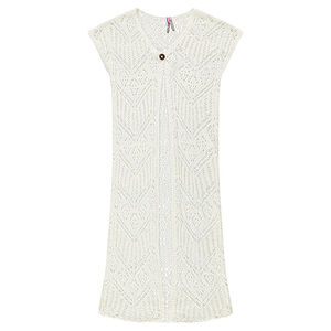 Junior - Gilet long manches courtes en crochet 