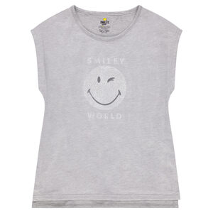 Junior - Tee-shirt manches courtes en jersey et mesh avec print Smiley 