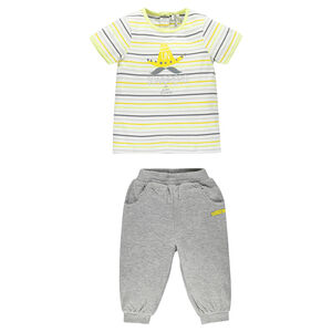 Ensemble tee-shirt rayé avec print et sarouel en molleton 