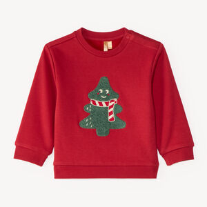 Sweat bébé garçon en molleton motif sapin en bouclette 