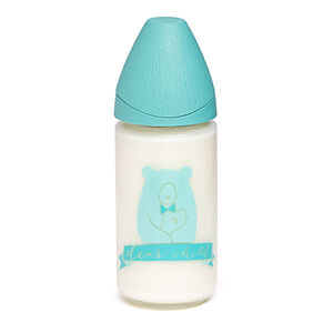 Biberon en verre 240 ml - Dear Child Bleu clair 