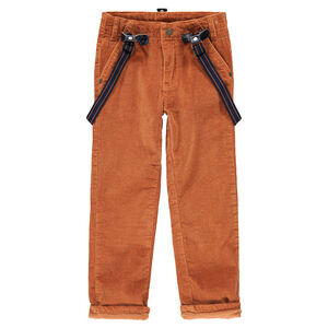 Pantalon en velours milleraies avec bretelles élastiquées amovibles 