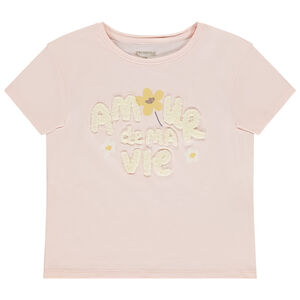 T-shirt manches courtes à broderie bouclette fille 