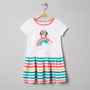 Robe manches courtes en coton bio print Minnie Disney et paillettes 