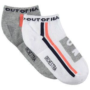 Junior - Lot de 2 paires de chaussettes courtes avec motifs style sportswear 