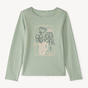 T-shirt manches longues print pailleté fille 