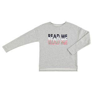 Junior - Sweat en molleton chiné avec inscription printée 