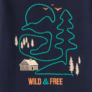Sweat molleton garçon imprimé et broderie forêt 