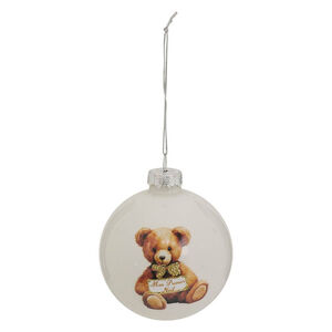 Boule de Noël Blanc Ours Mon premier Noël 8cm 