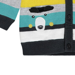 Gilet à capuche rayé avec doublure en sherpa et poches fantaisie 