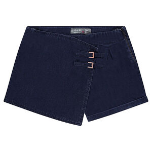 Junior - Jupe short en toile effet jeans avec boucles 