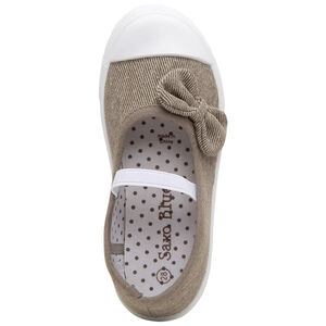 Babies en toile brillante à noeud et lanière élastiquée 