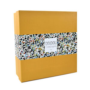 Doudou Lion jaune plat avec pétales Boh'Aime 27cm 