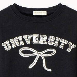 Sweat molleton oversize contrecollé velours University fille 