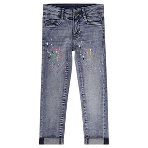 Jeans effet used coupe slim avec taches de peinture 