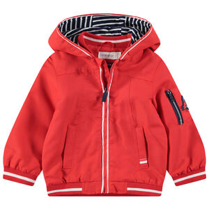 Coupe-vent uni avec doublure en jersey rayé et poches 