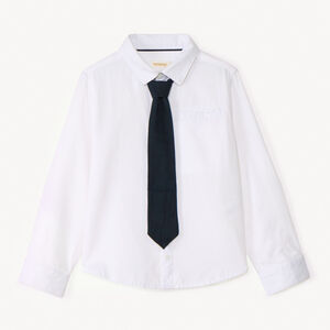 Chemise manches longues unie à cravate garçon 