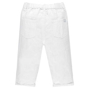 Pantalon uni en lin et coton 