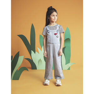 Salopette longue ample en tencel à badges patchés 