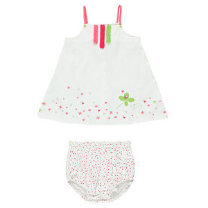 Ensemble robe/bloomer imprimé coeurs et fleurs 