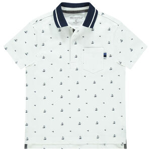 Polo en coton piqué imprimé bateaux à poche 
