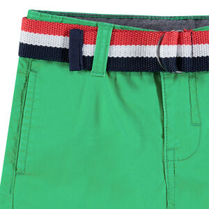 Junior - Bermuda en twill uni avec ceinture tricolore amovible 