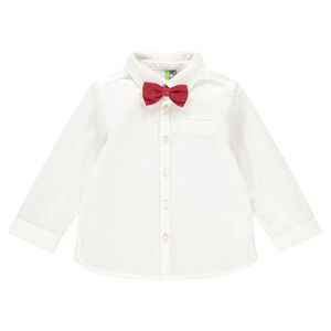 Chemise manches longues en coton fantaisie avec noeud amovible 