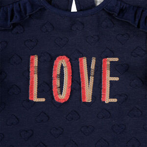 Sweat molleton avec coeur en jacquard et motif à sequins et franges 