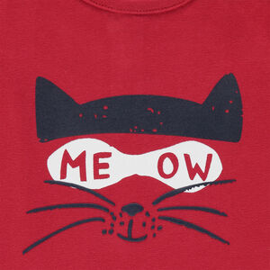 Tee-shirt manches courtes en jersey avec chat printé 