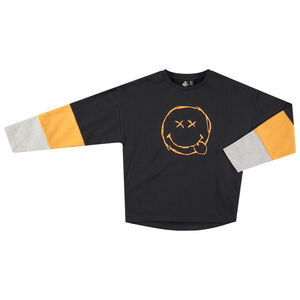 Junior - T-shirt manches longues tricolore avec Smiley printé 