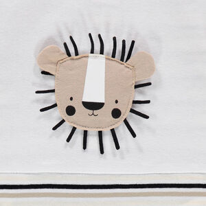 Dors-bien en coton bio à rayures et lion en relief 