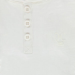 Tee-shirt manches longues en jersey uni avec ouverture au col 