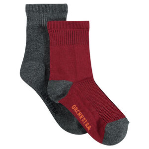 Lot de 2 paires de chaussettes assorties unies/côtelées 