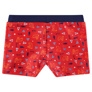 Boxer de bain imprimé bateaux et poissons all-over 