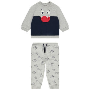 Ensemble en molleton sweat monstre ludique + jogging pour bébé garçon 