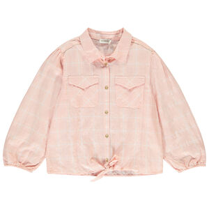 Chemise manches longues bouffantes à carreaux fille 