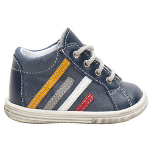 Bottillons en cuir à lacets avec bandes contrastées appliquées 