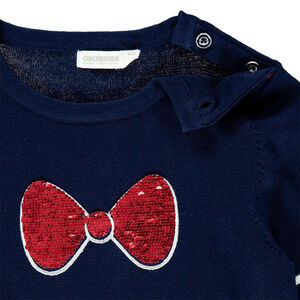 Pull en tricot motif noeud en sequins 