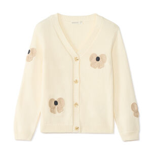 Gilet fille en tricot boutonné brodé en relief 