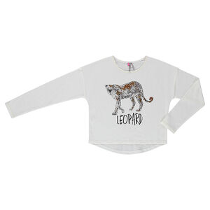 Junior - Tee-shirt forme boîte manches longues print léopard 