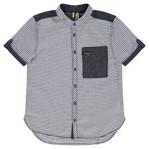 Junior - Chemise à petits carreaux all-over avec détails en chambray 