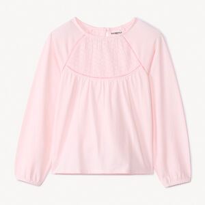 T-shirt manches longues uni à broderie fille 